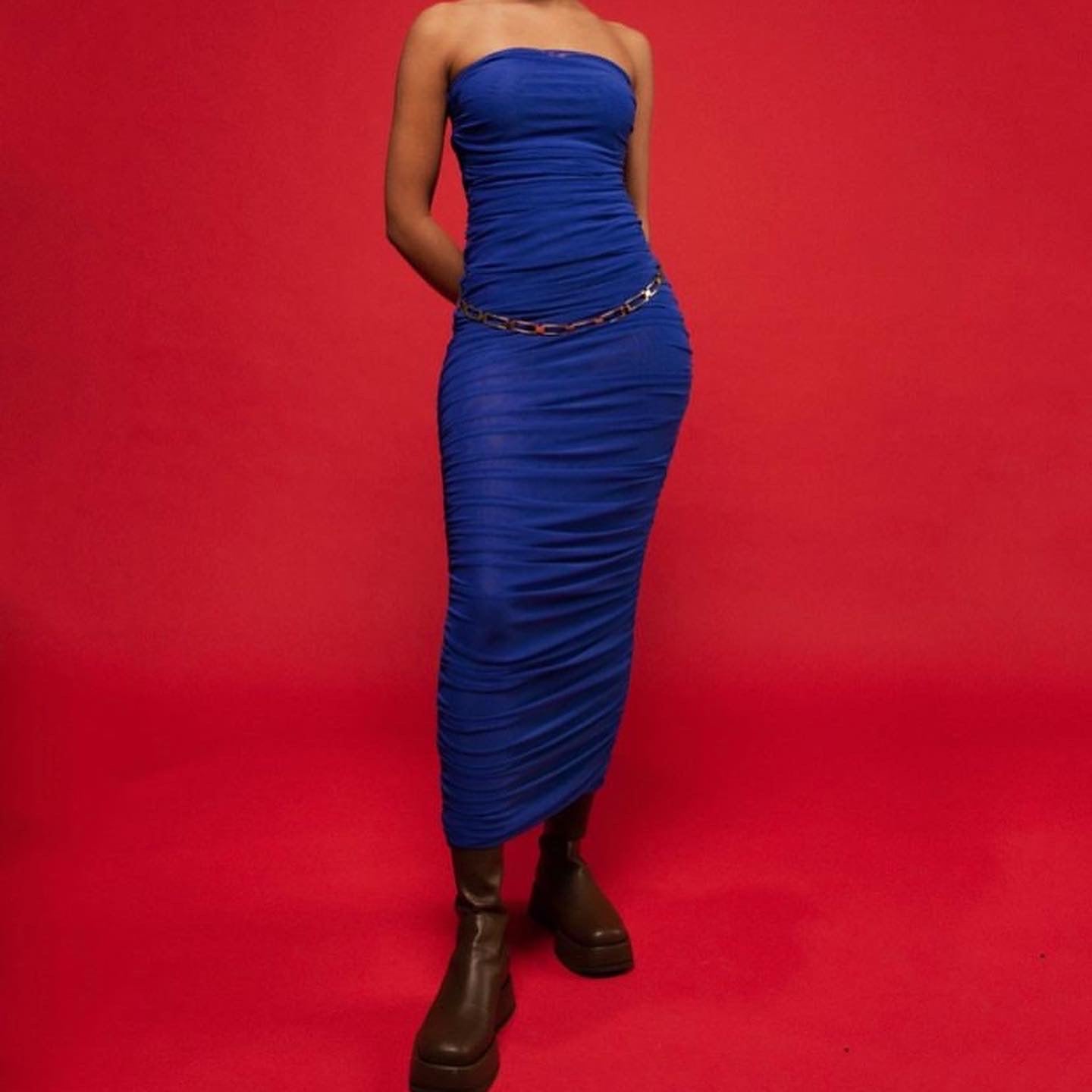 Ginni Mesh Tube Dress - Electric