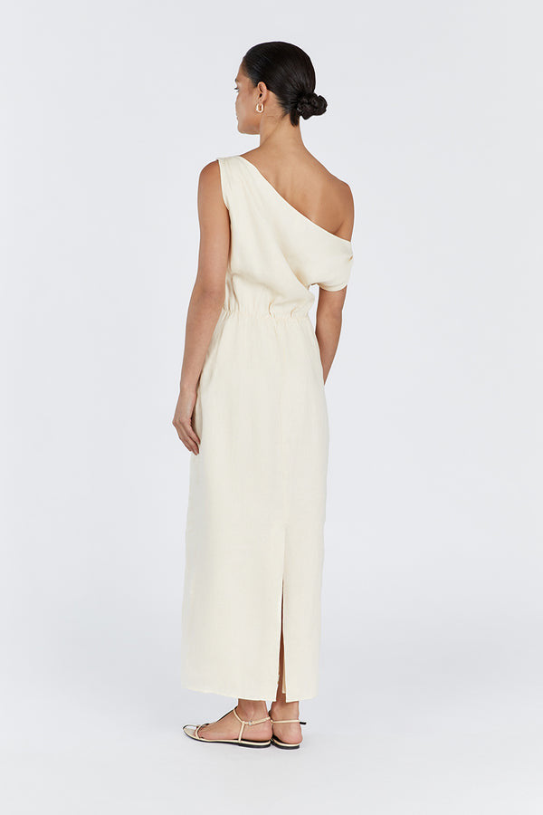 Cass Buttermilk Linen Asym Midi Dress