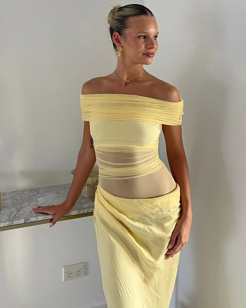 Nico Off Shoulder Maxi Dress - Butter