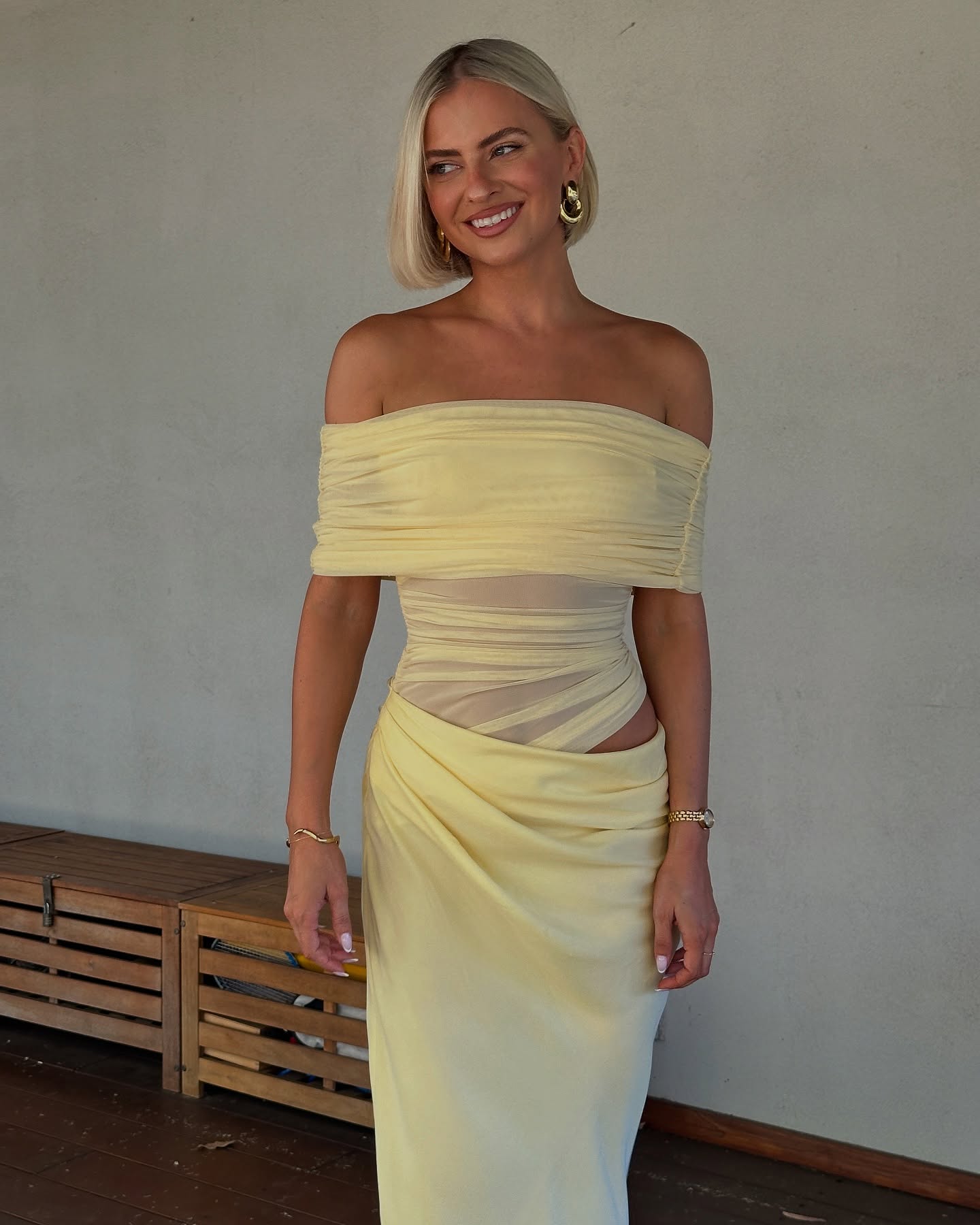 Nico Off Shoulder Maxi Dress - Butter