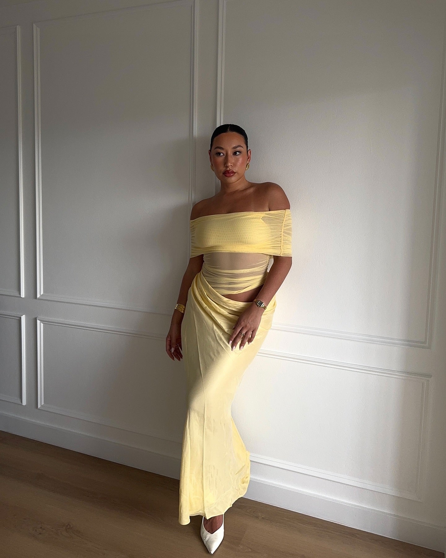 Nico Off Shoulder Maxi Dress - Butter
