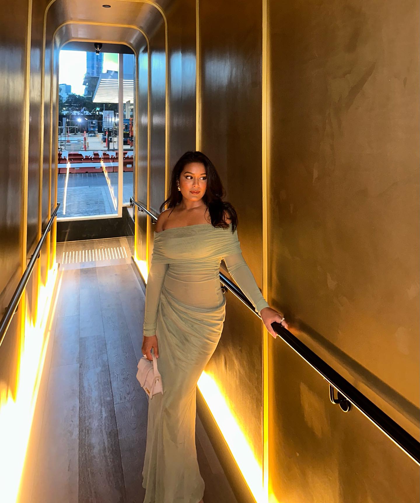 Yasmin Off-Shoulder Maxi Dress - Pistachio