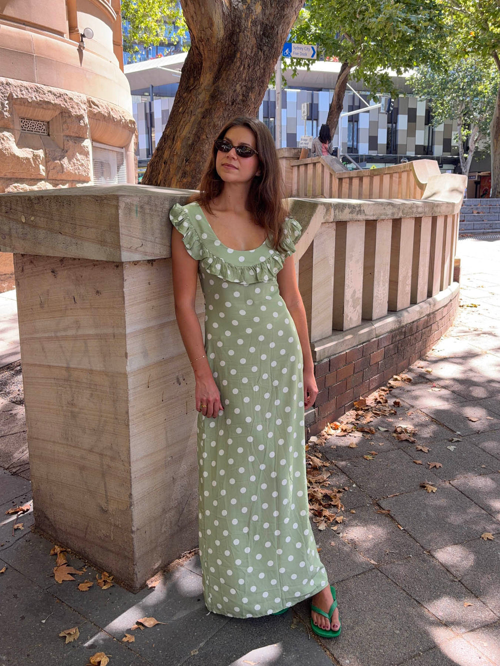 Luna Dress - Green/White