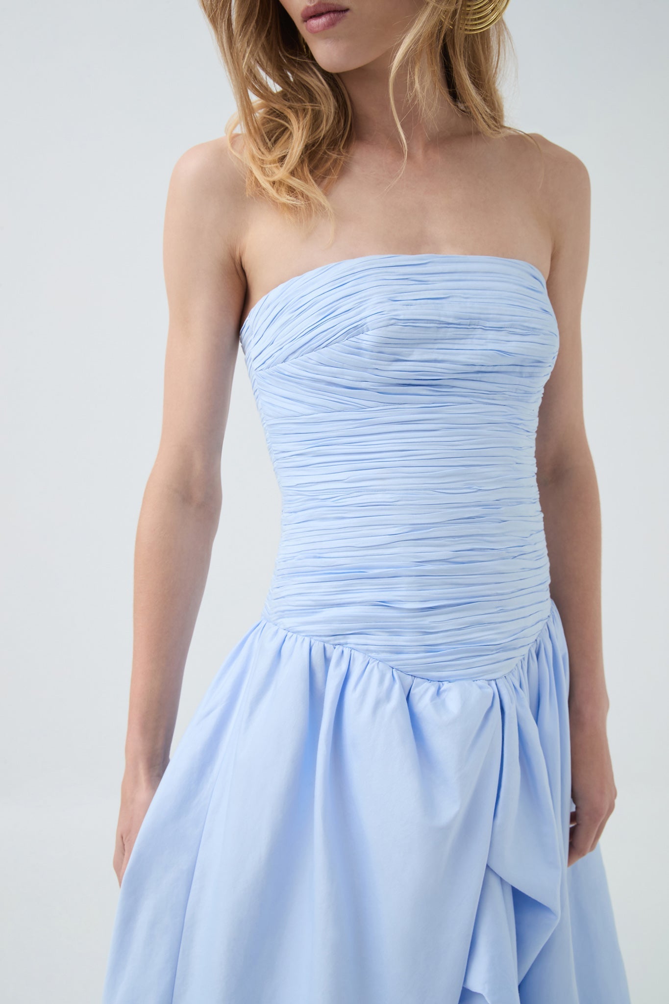 Violette Bubble Hem Maxi Dress - Pearl Blue