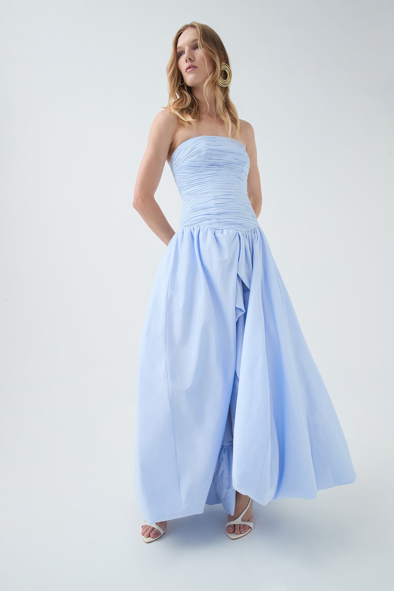 Violette Bubble Hem Maxi Dress - Pearl Blue