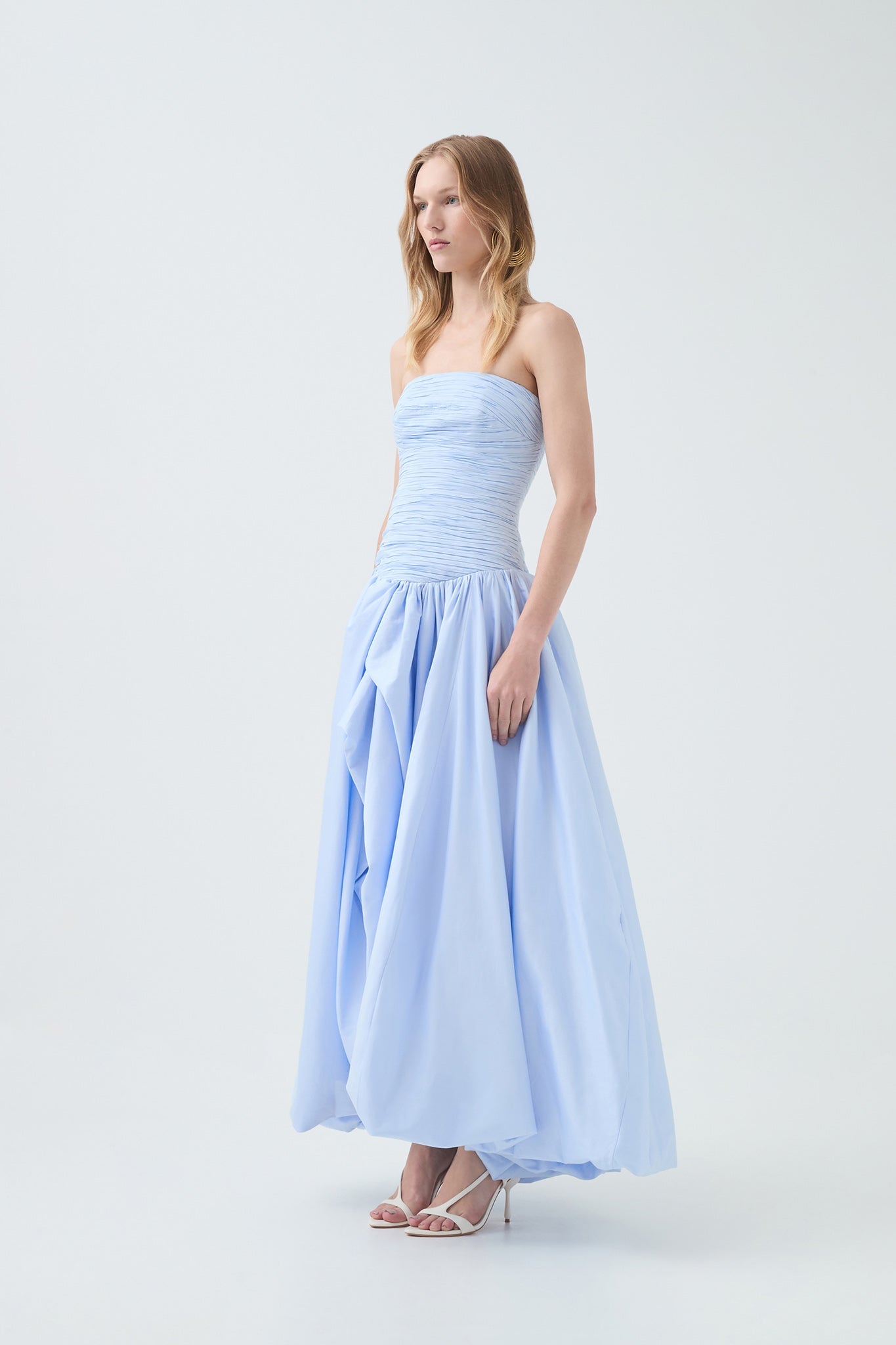 Violette Bubble Hem Maxi Dress - Pearl Blue