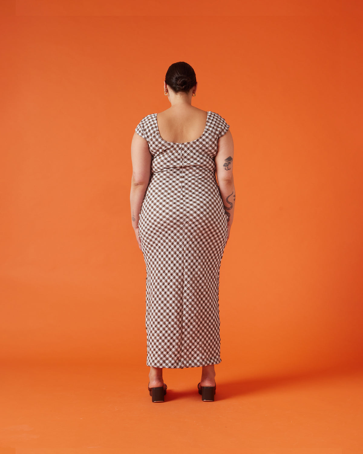 Prism Midi Dress - Brown Gingham