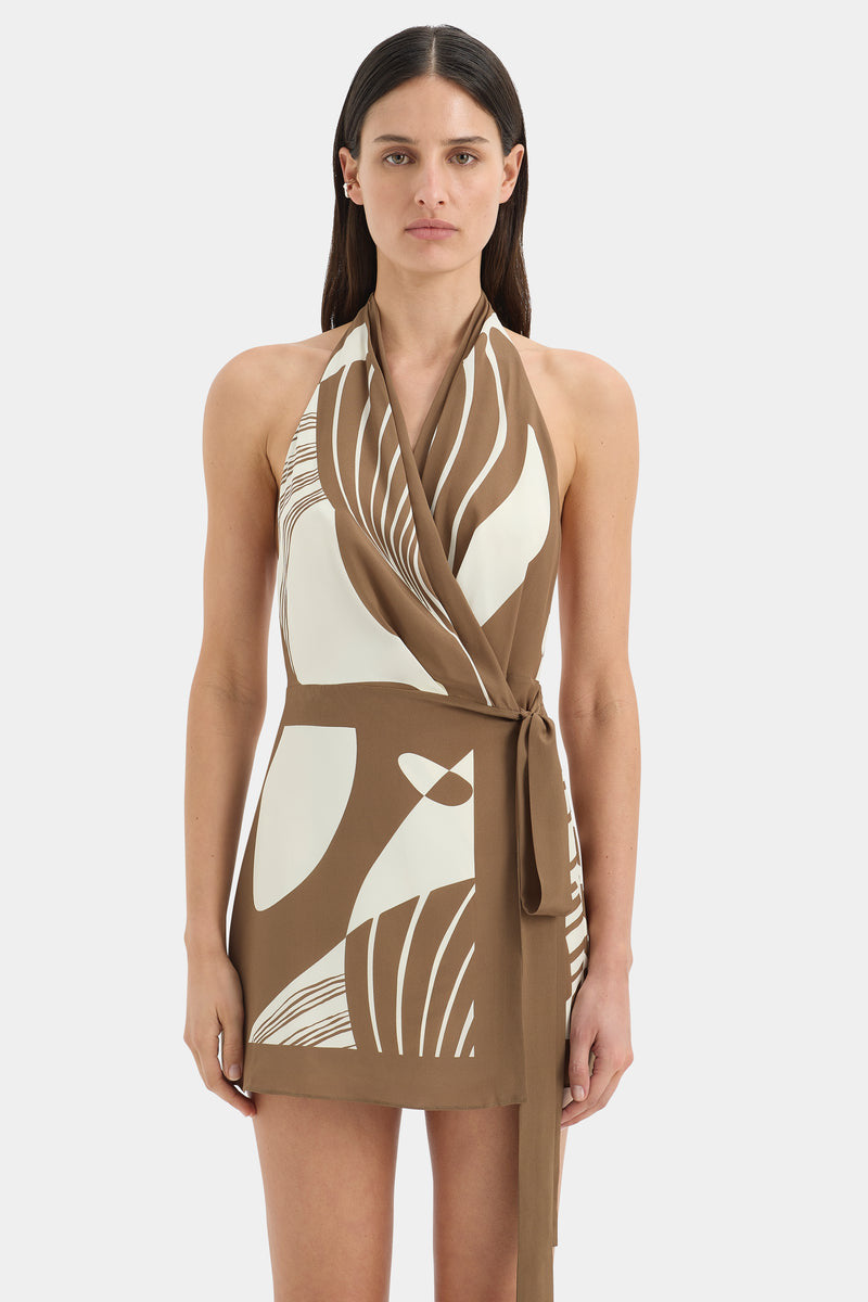 Almara Wrap Halter Mini Dress