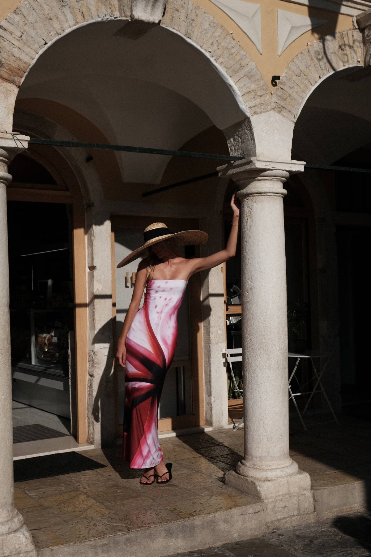 Strapless Slip Dress - Fuchsia Mosaic