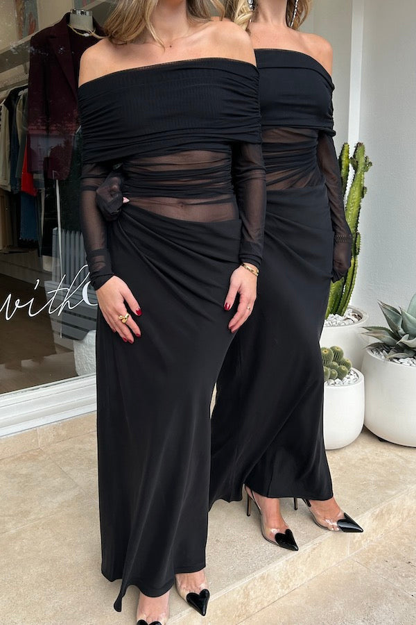 Yasmin Off-Shoulder Maxi Dress - Black