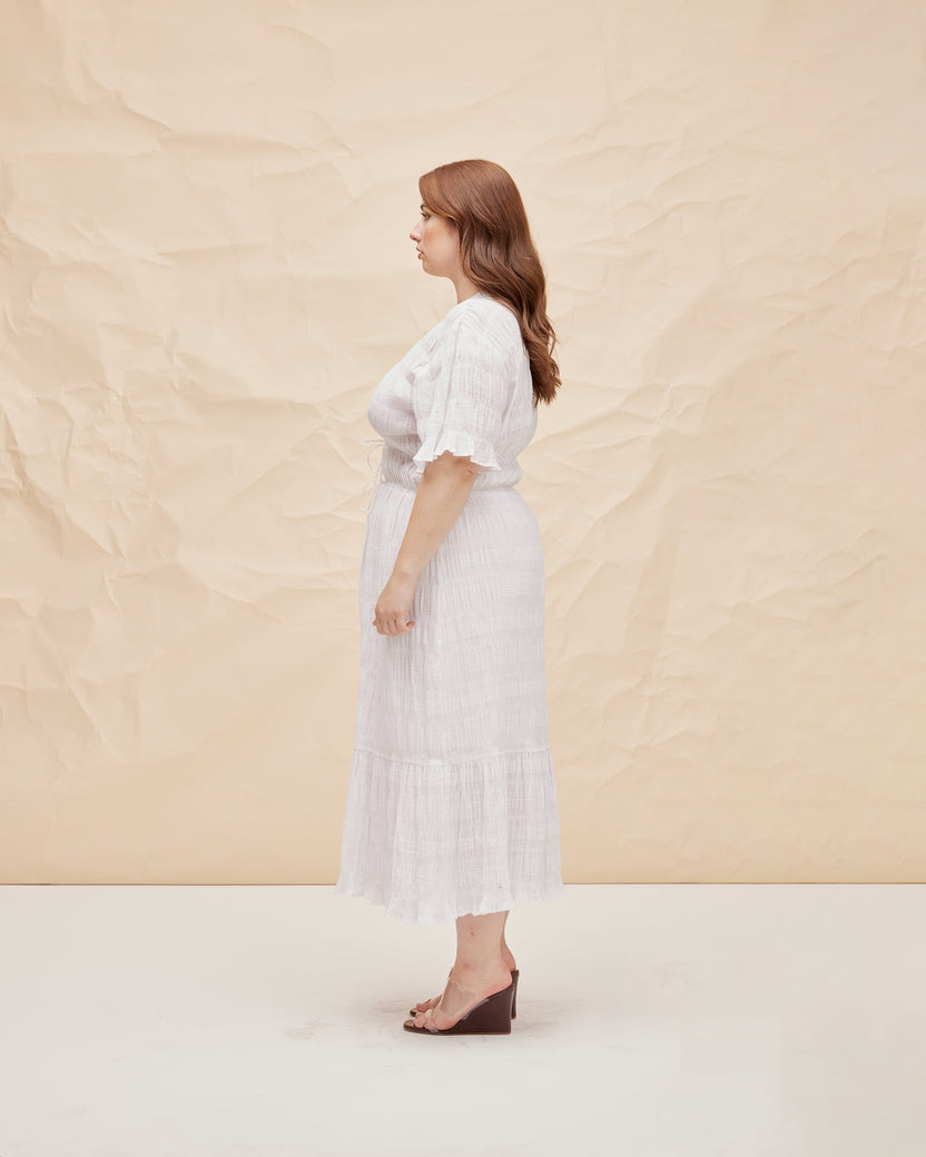 Mirella V-Neck Dress - White