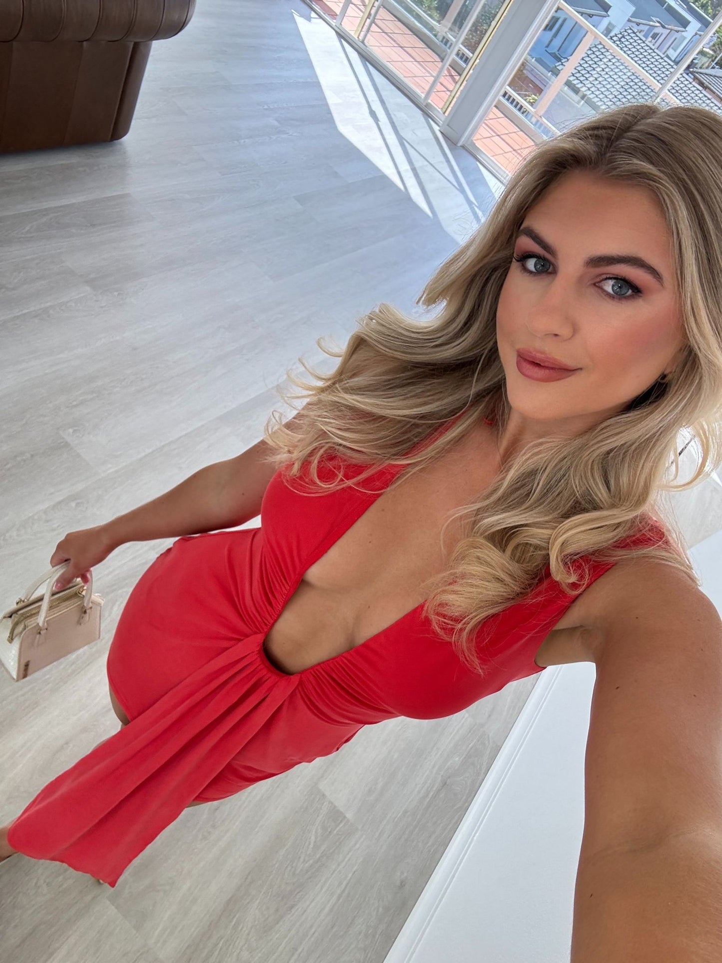 Jennifer Cupro Mini Dress - Red