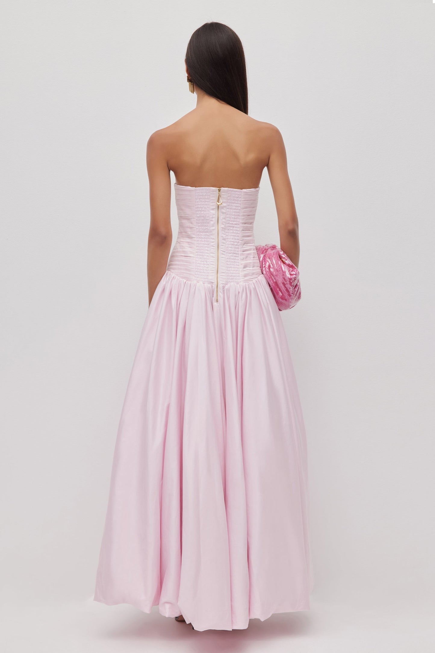 Violette Bubble Hem Maxi Dress - Pastel Pink