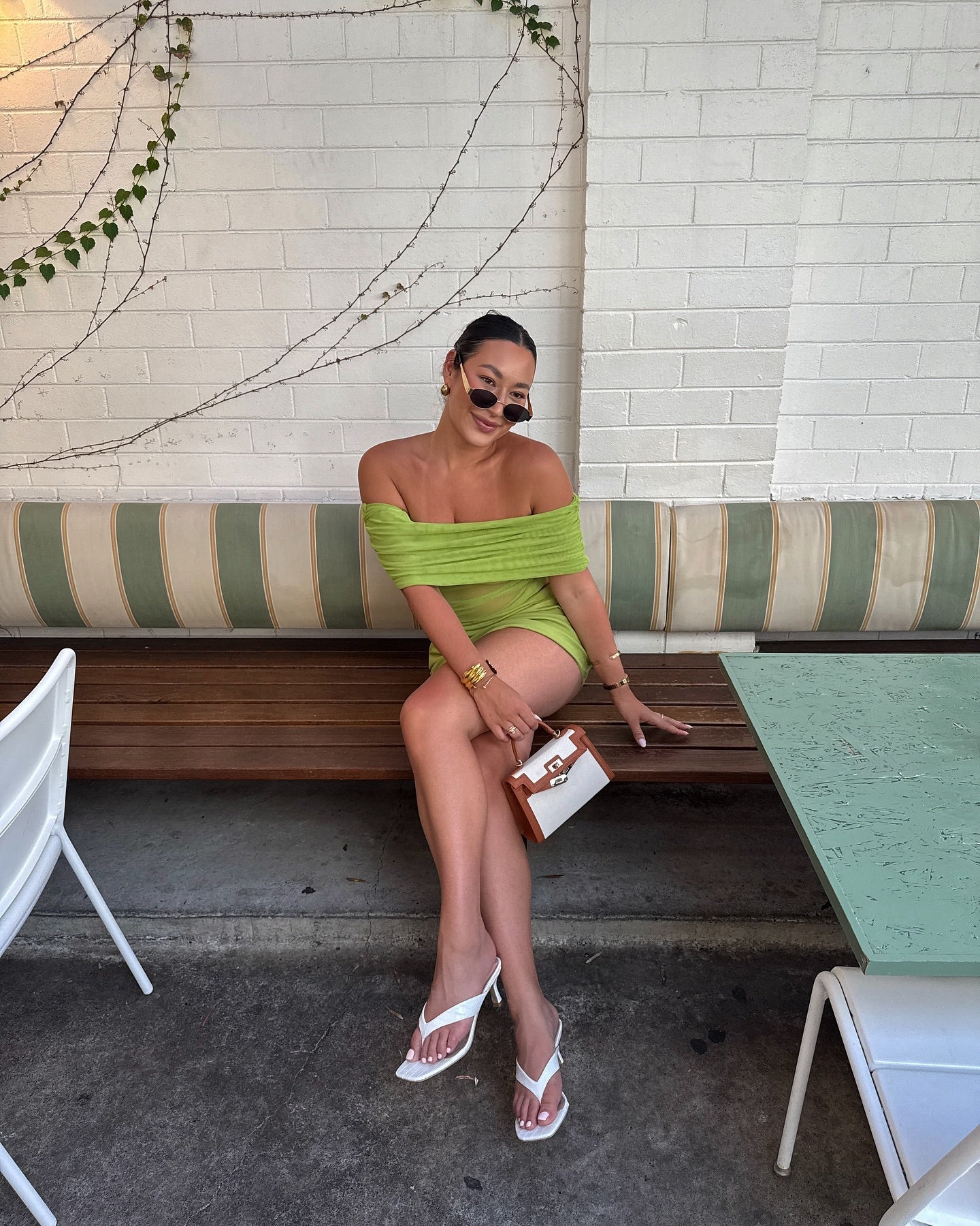 Nico Off Shoulder Mini Dress - Apple