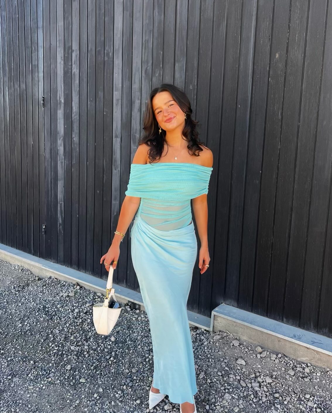 Nico Off Shoulder Maxi Dress - Aquamarine