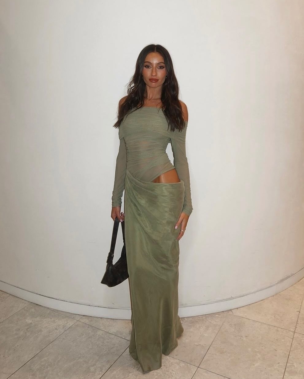 Yasmin Off-Shoulder Maxi Dress - Pistachio