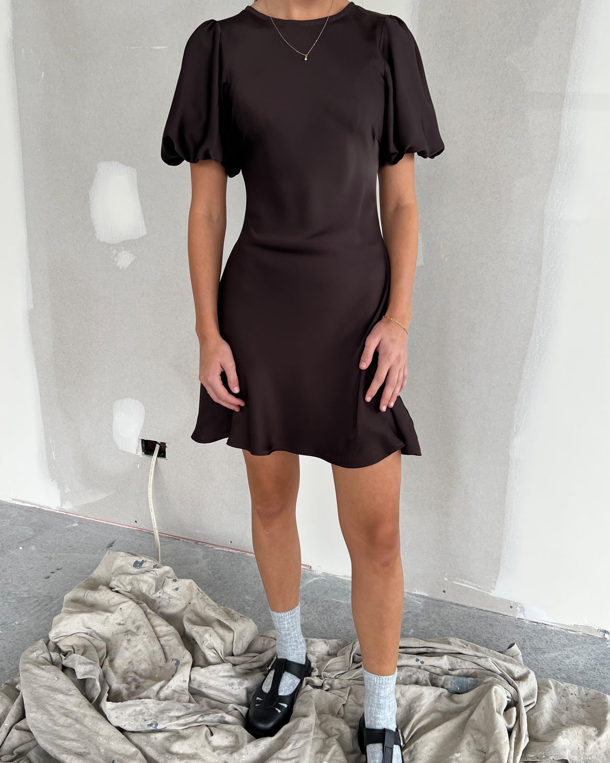 Kendall Satin Mini Dress - Espresso sarahsrentals Kendall Satin Mini Dress - Espresso sarahsrentals