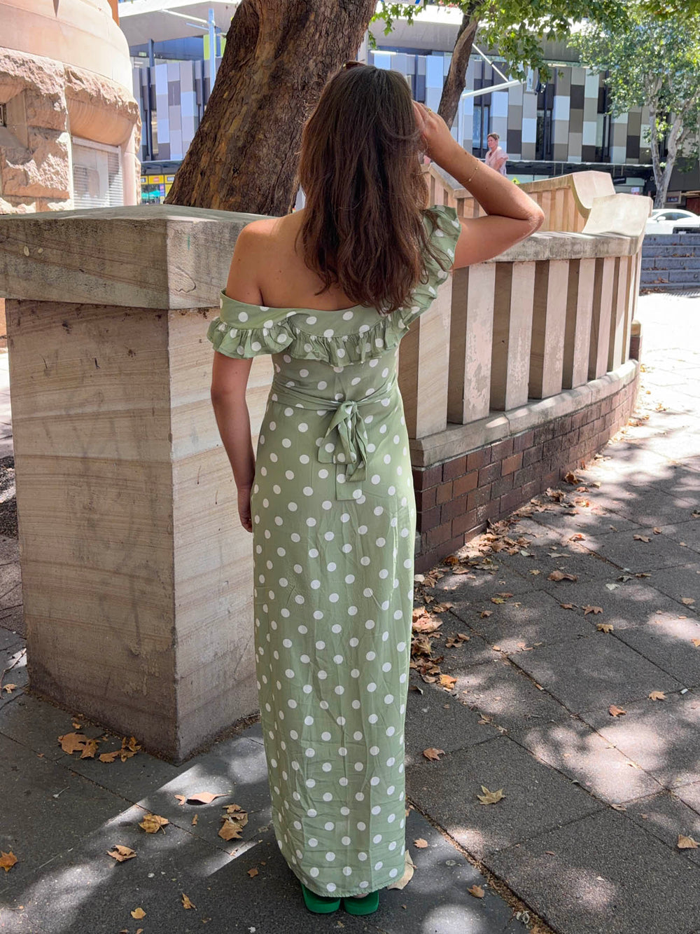 Luna Dress - Green/White