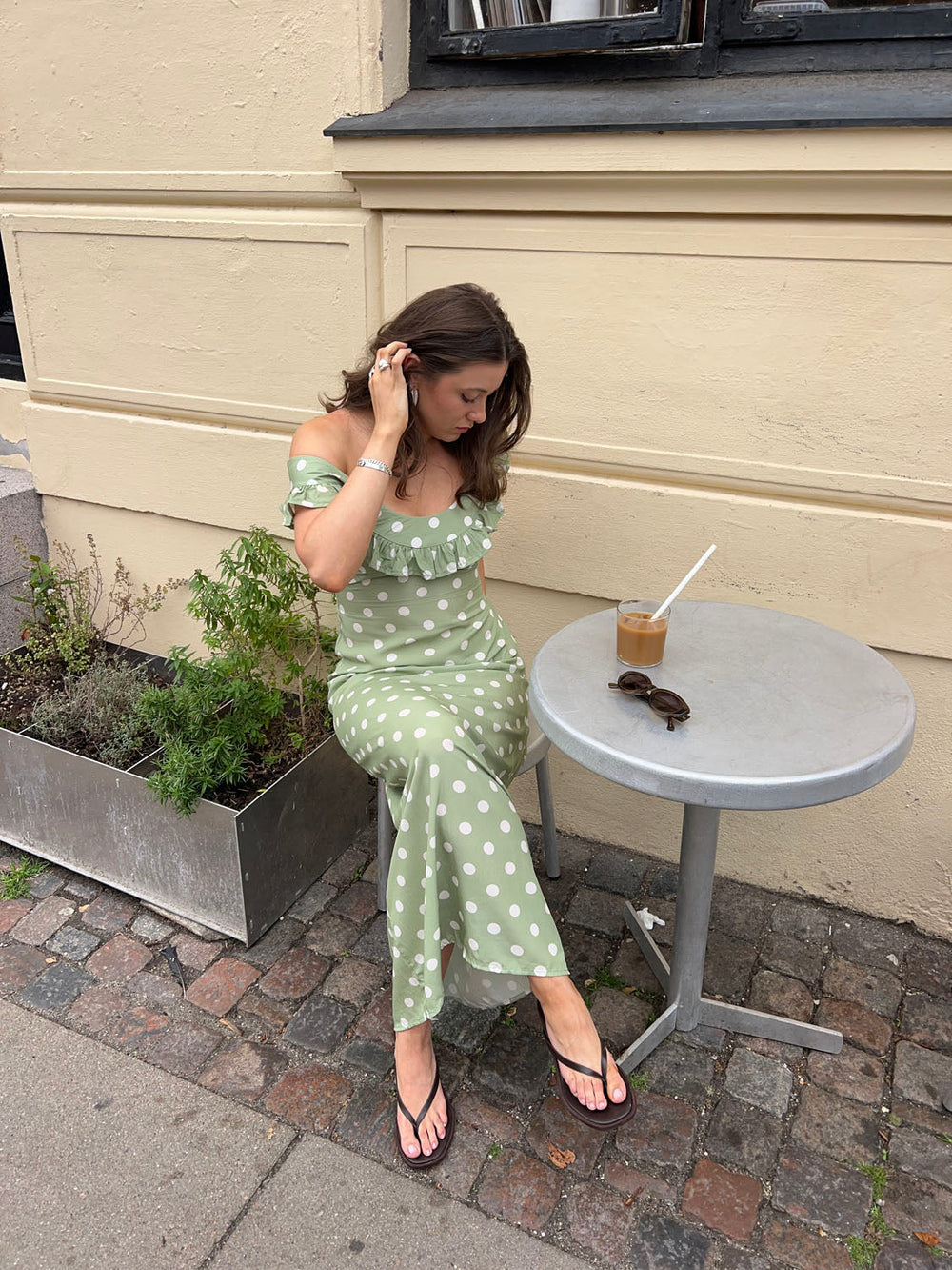 Luna Dress - Green/White