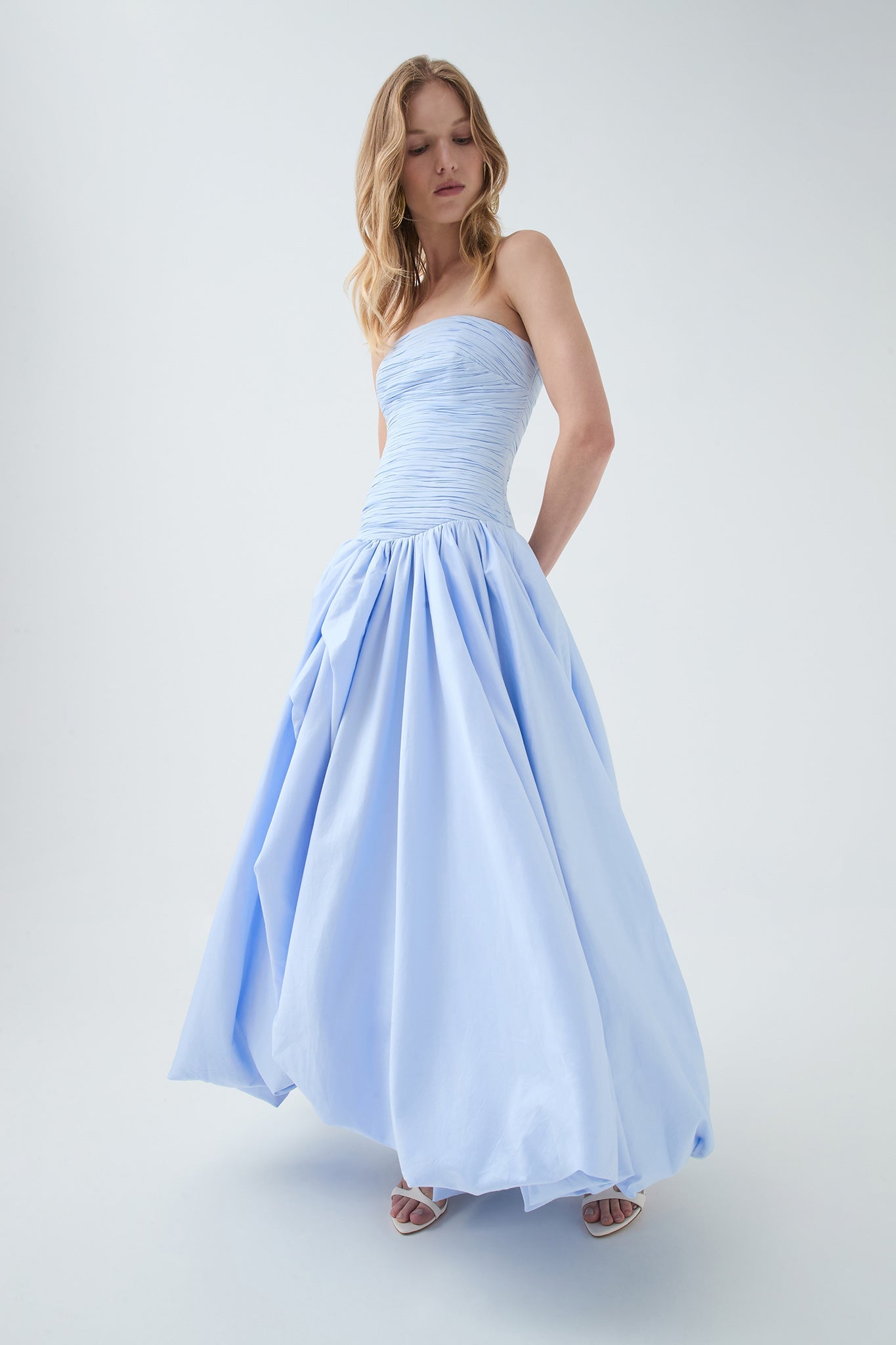 Violette Bubble Hem Maxi Dress - Pearl Blue