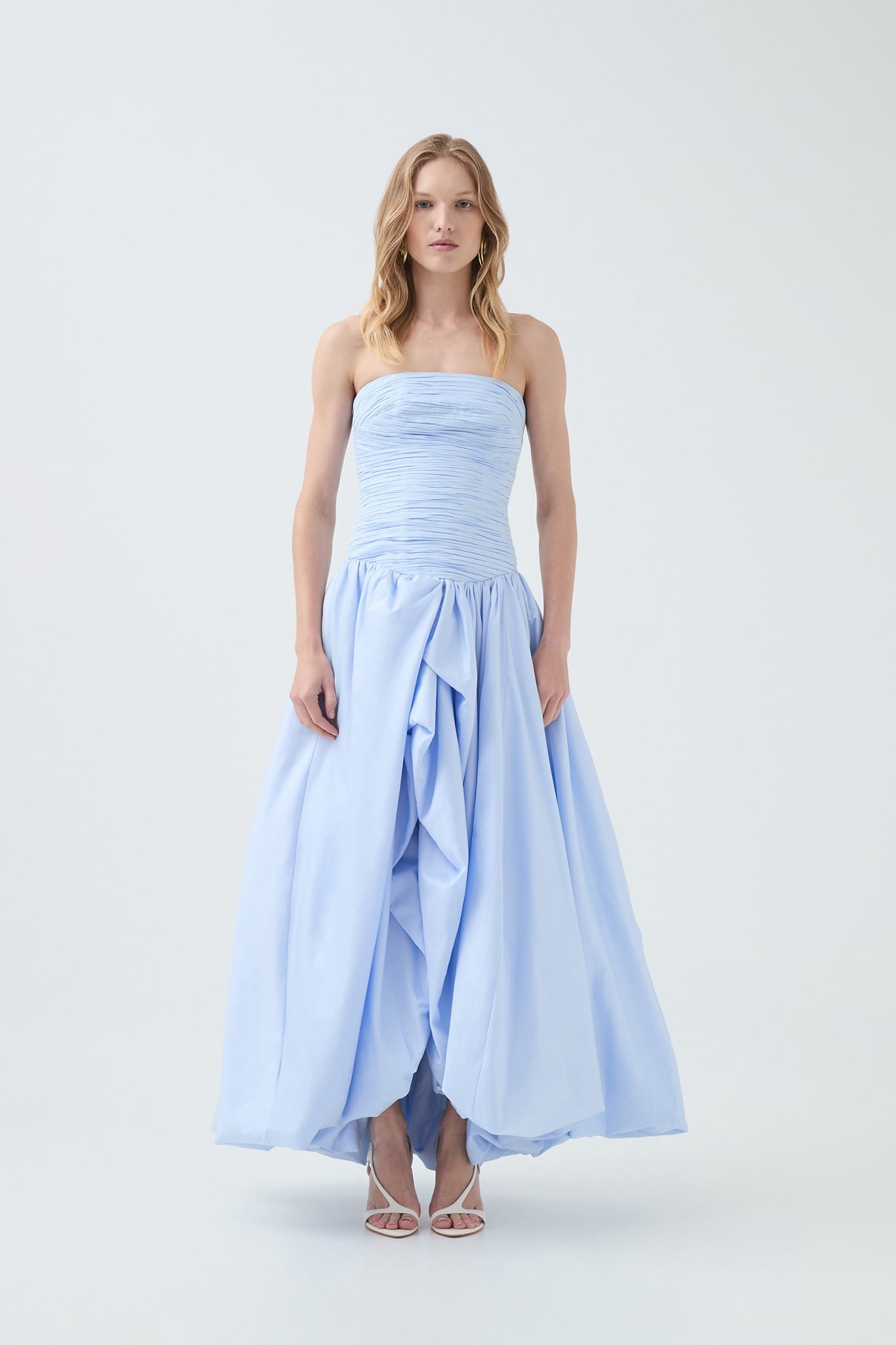 Violette Bubble Hem Maxi Dress - Pearl Blue