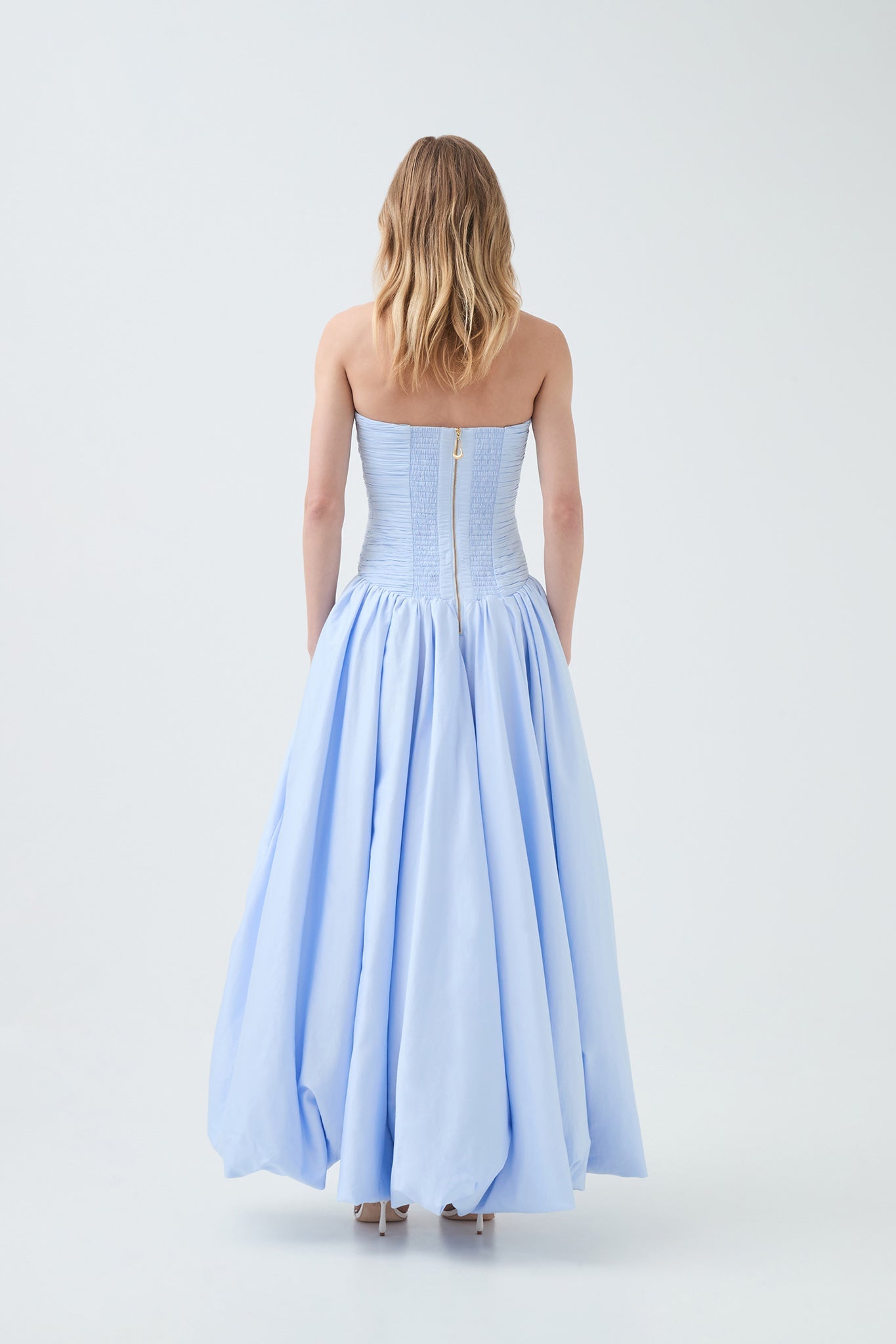 Violette Bubble Hem Maxi Dress - Pearl Blue