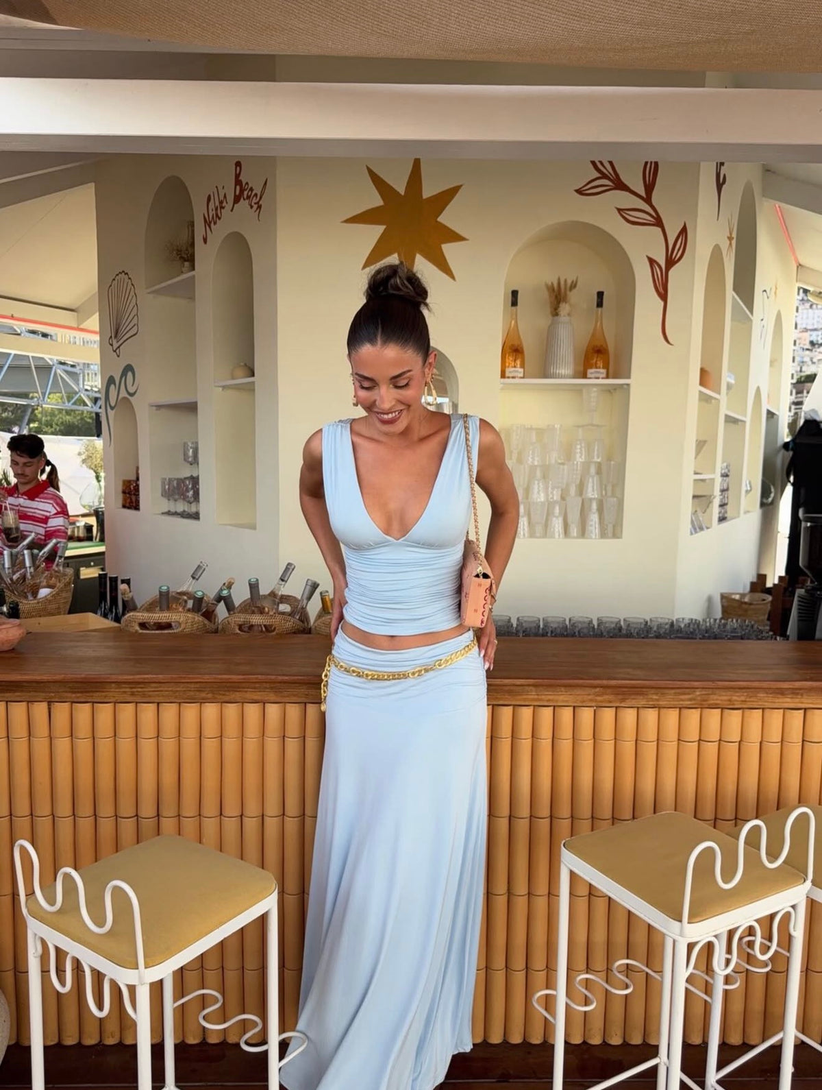 Solis Top & Arlo Maxi Skirt - Ice Water