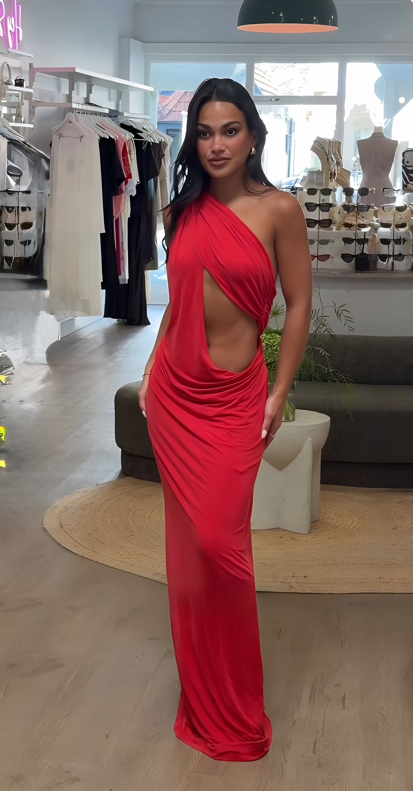 Solstice Cupro Dress - Cherry