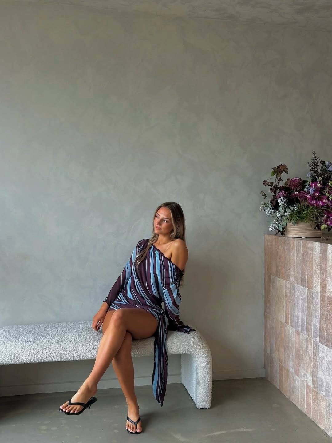 Elise Mini Dress - Midnight Stripe