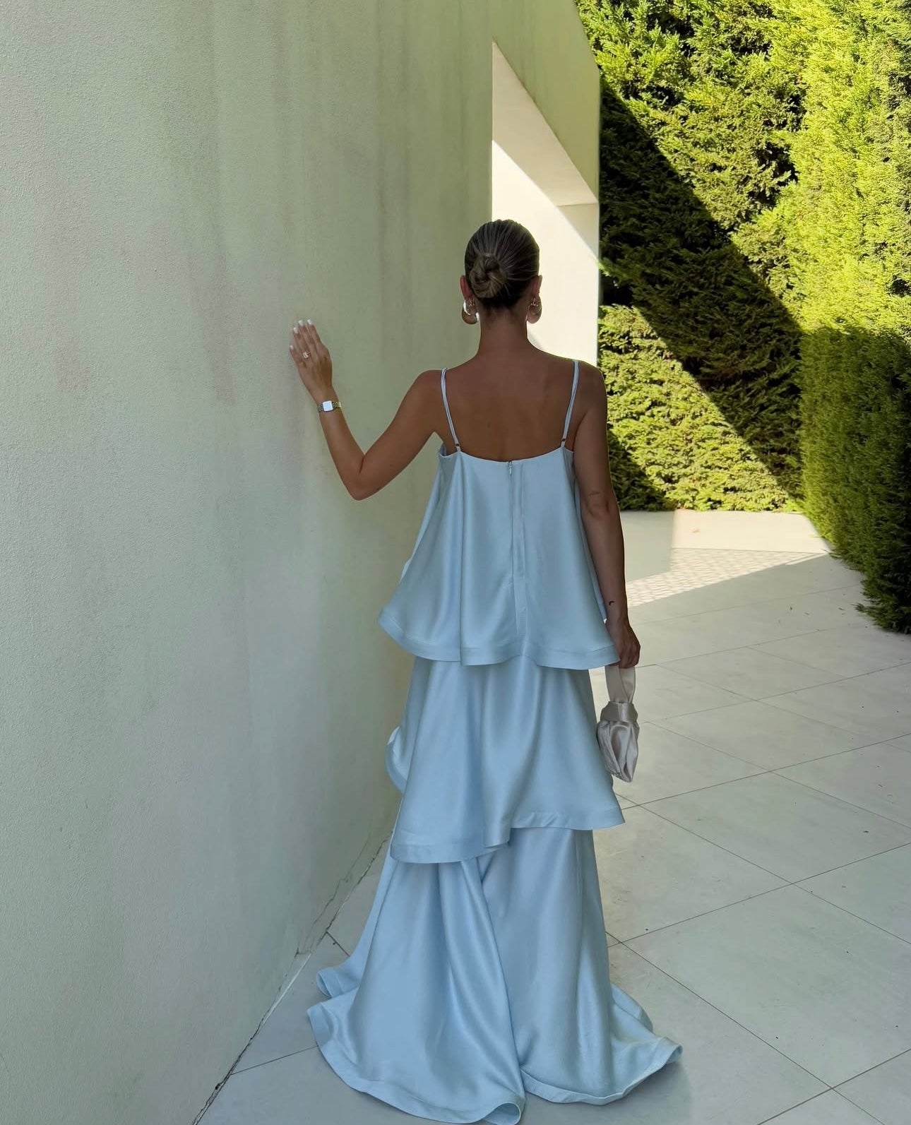 Tilly Tiered Maxi Dress - Pale Blue