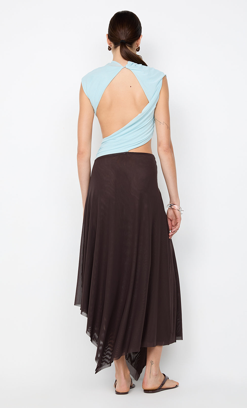 Conni Asym Midi Dress - Arctic Blue/Dark Choc