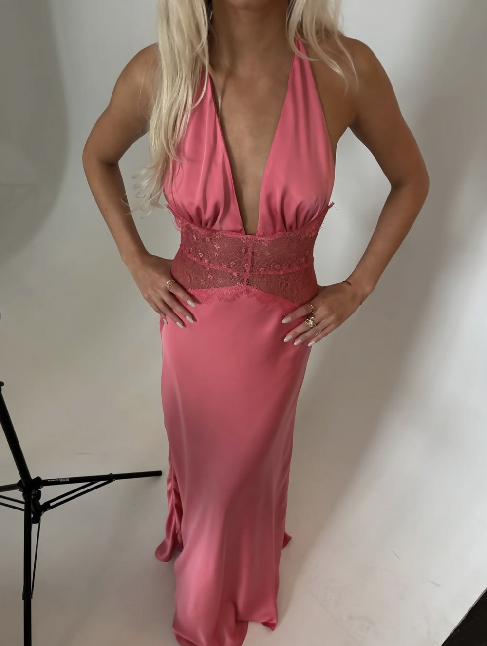 Dinah Lace and Satin Maxi Dress