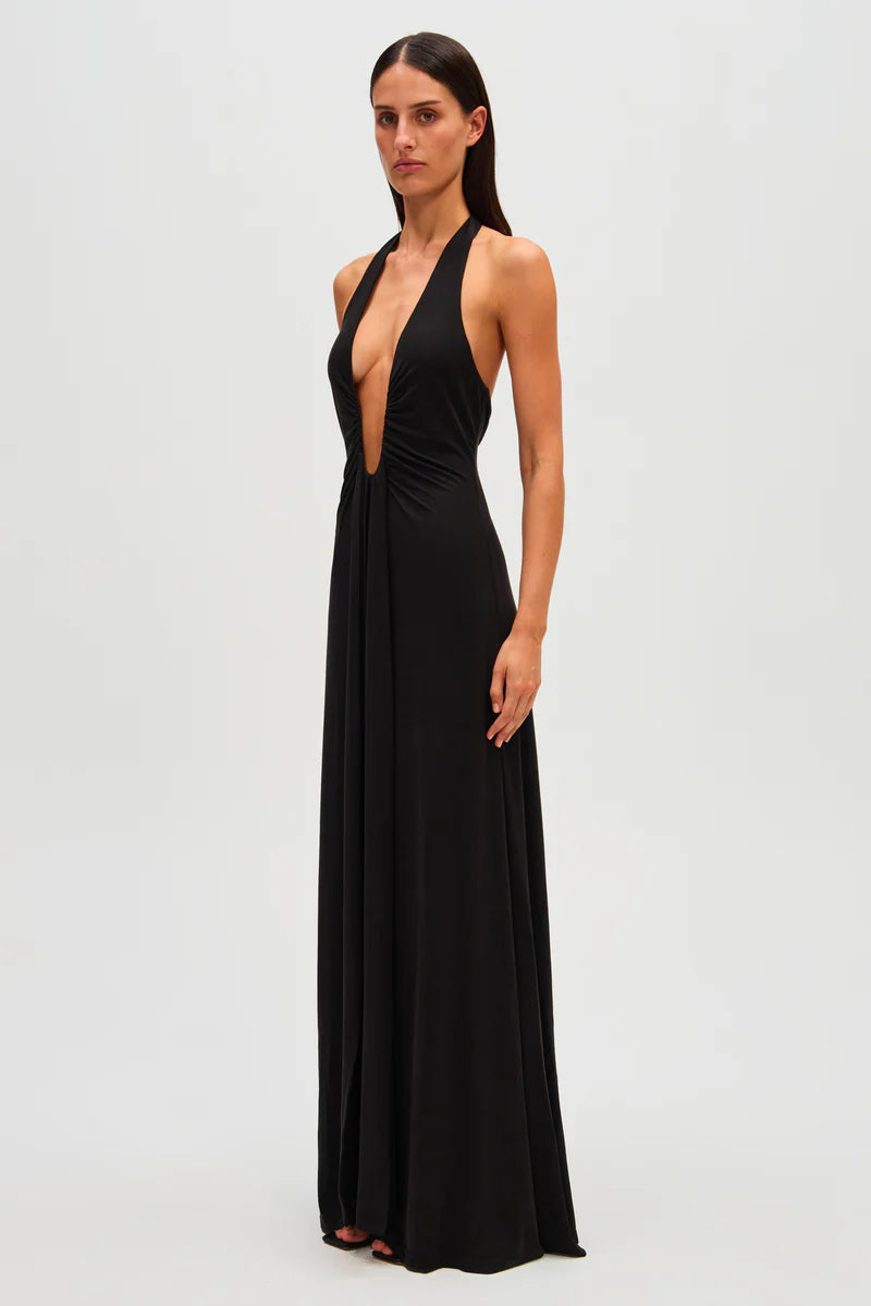 Jennifer Cupro Maxi Dress - Black
