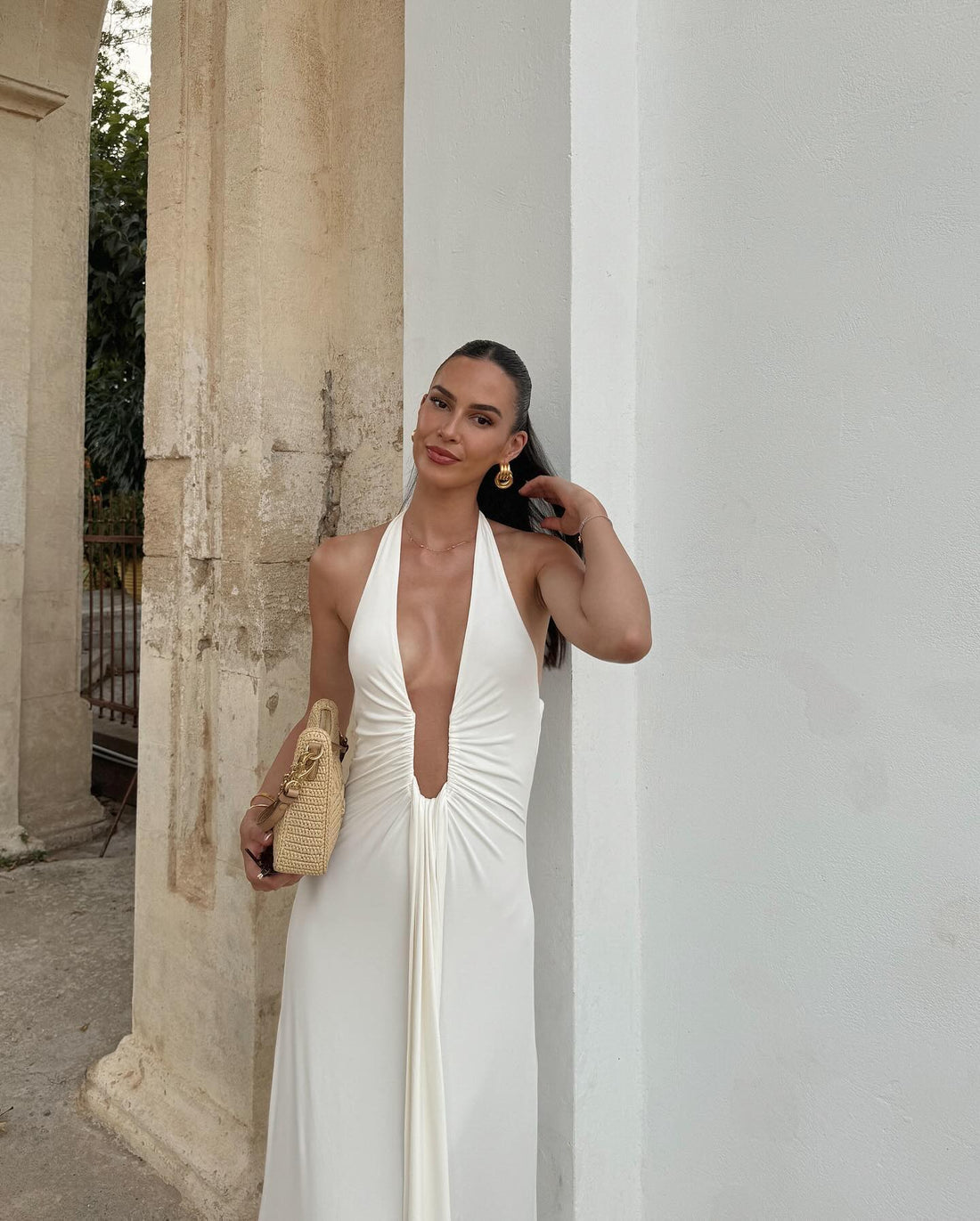 Jennifer Cupro Maxi Dress - Ivory