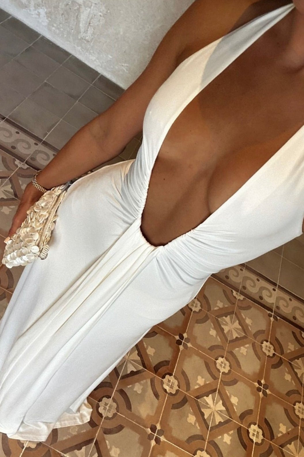 Jennifer Cupro Maxi Dress - Ivory