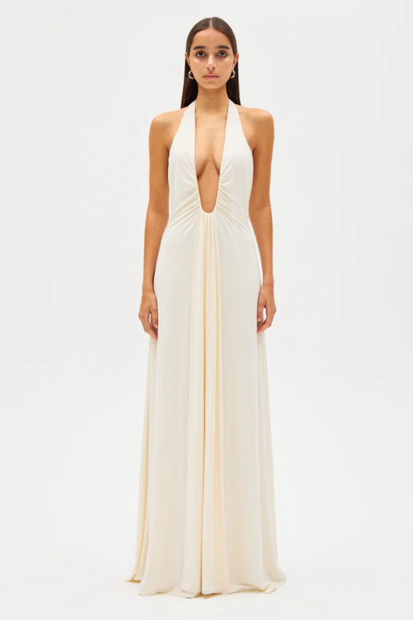 Jennifer Cupro Maxi Dress - Ivory