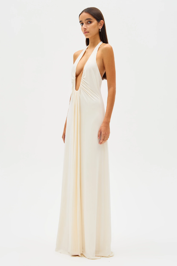 Jennifer Cupro Maxi Dress - Ivory