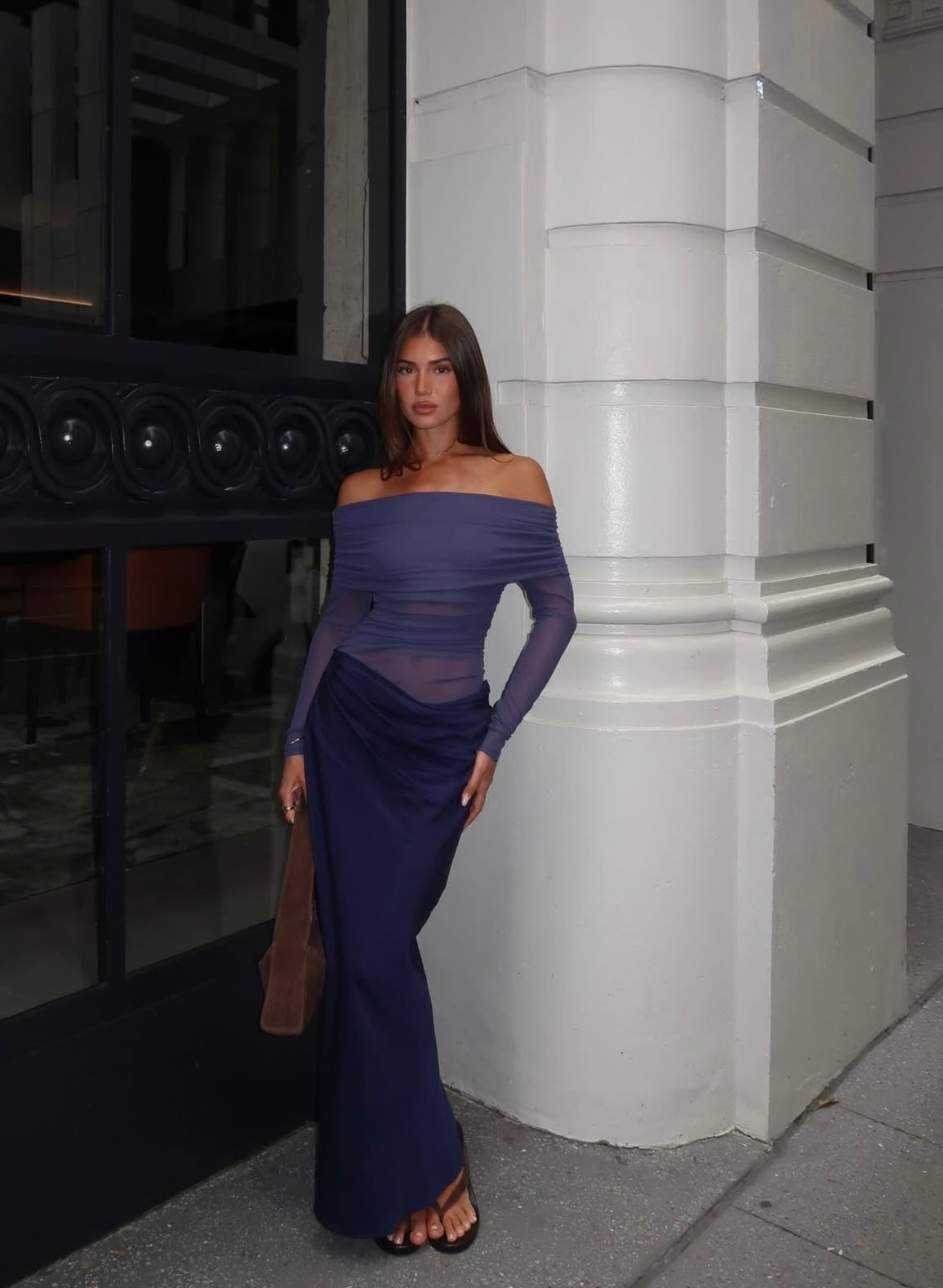 Yasmin Off Shoulder Maxi Dress - Navy sarahsrentals Yasmin Off Shoulder Maxi Dress - Navy sarahsrentals