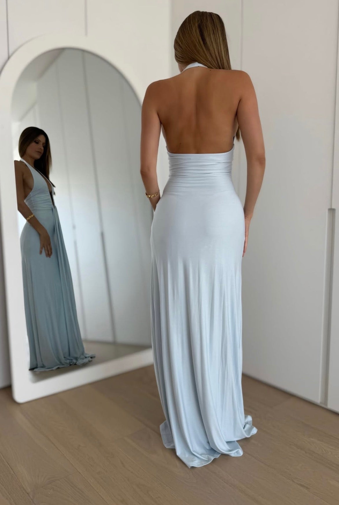 Jennifer Cupro Maxi Dress - Skywriting