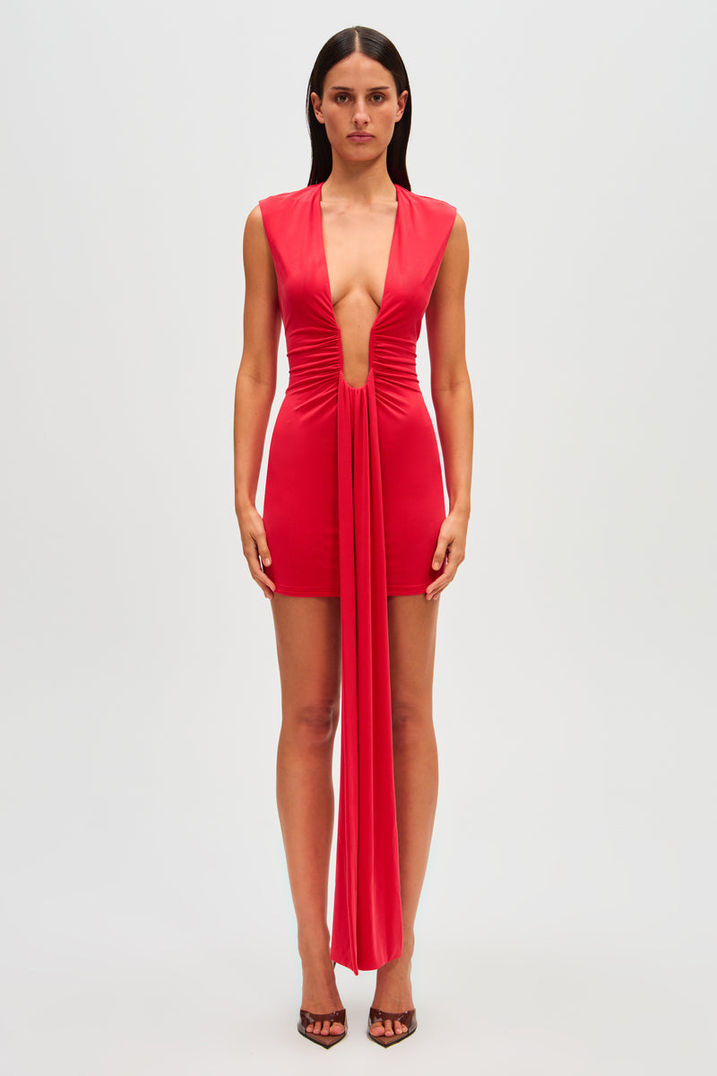 Jennifer Cupro Mini Dress - Red