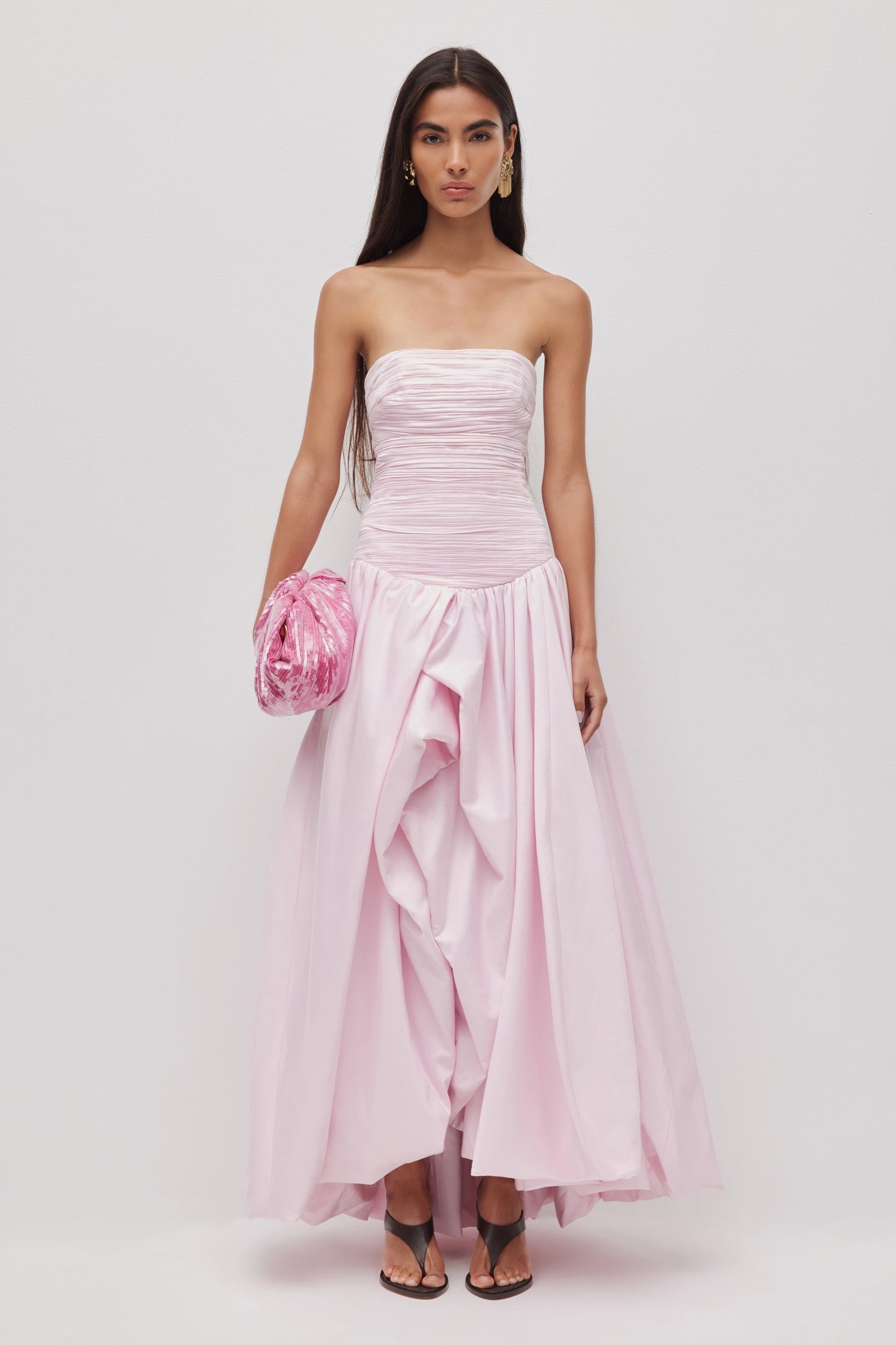 Violette Bubble Hem Maxi Dress - Pastel Pink