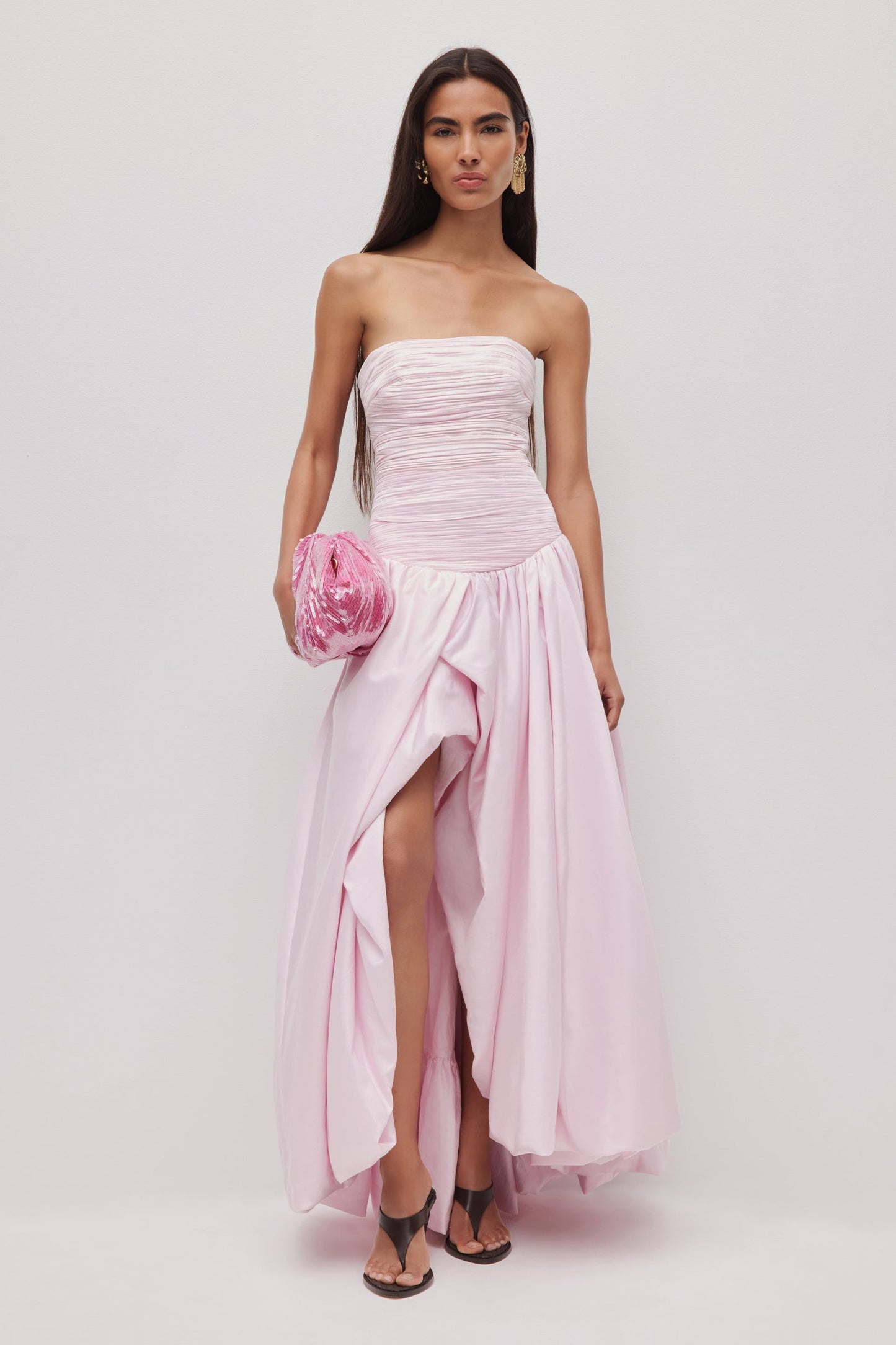 Violette Bubble Hem Maxi Dress - Pastel Pink