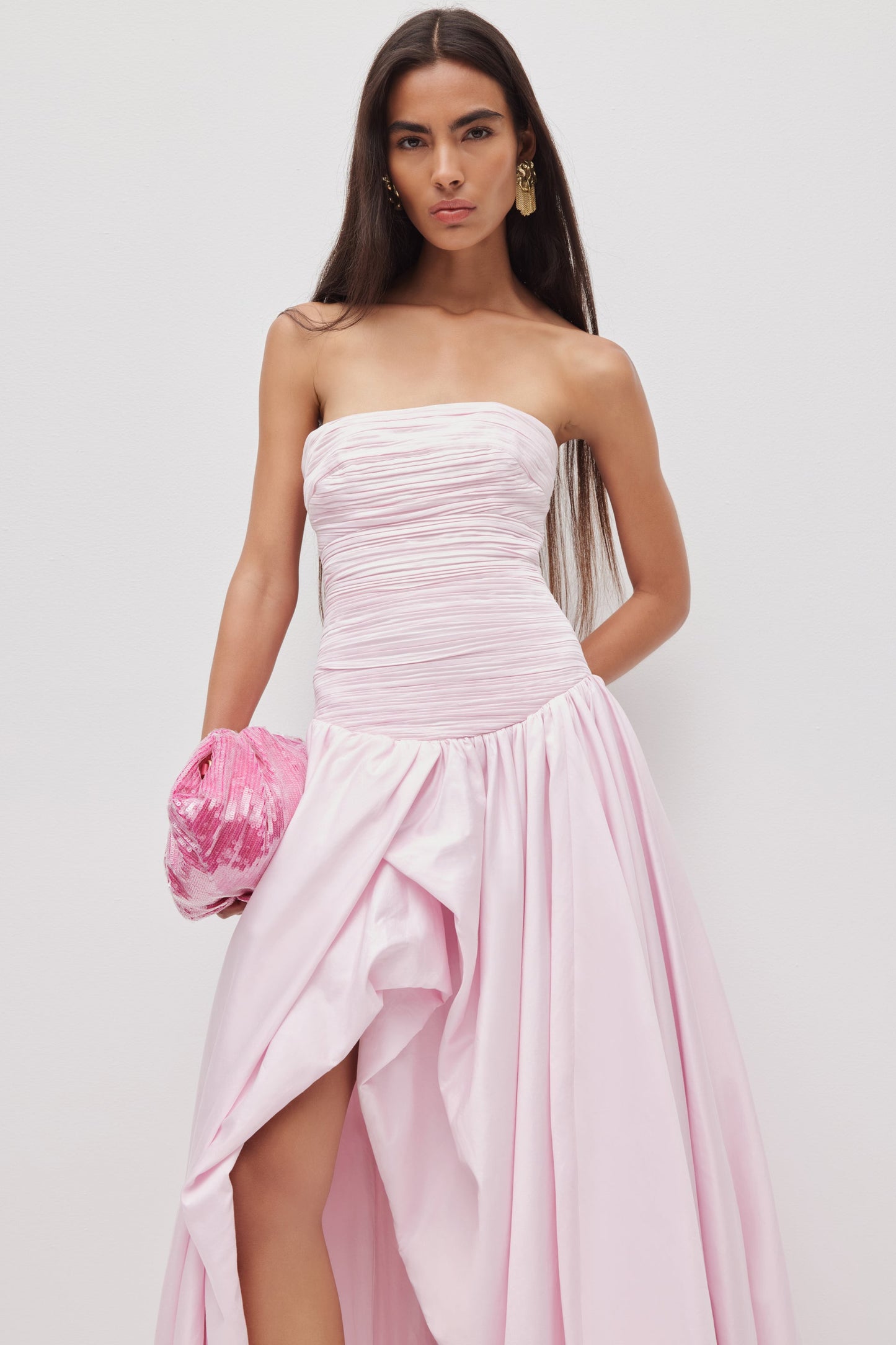 Violette Bubble Hem Maxi Dress - Pastel Pink