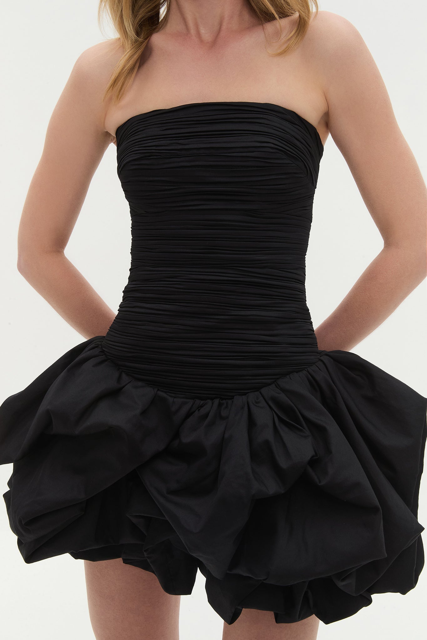 Violette Bubble Hem Mini Dress - Black